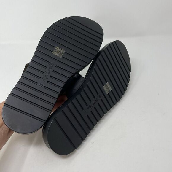 MADEWELL The Dee Slide Sandals Women 10 Black Leather NEW Double Strap NP292 - Picture 11 of 12